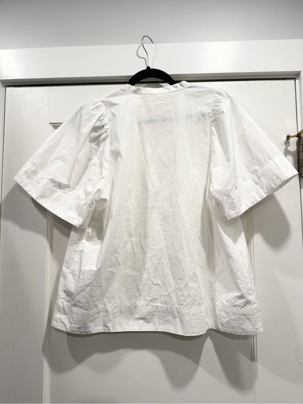 Anthropologie Maeve Poplin Pintuck White Blouse Plus Size 14 Fall Crisp Office